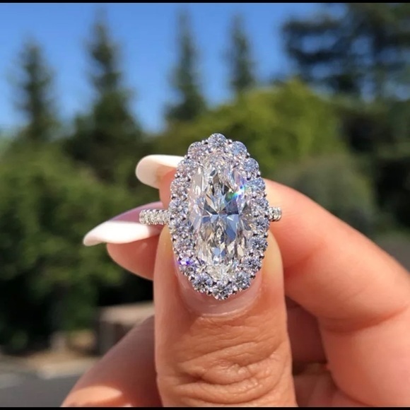 Jewelry - Sterling Silver CZ Halo Engagement Ring